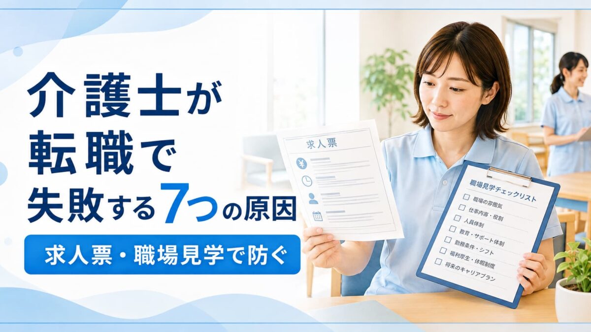 介護士の転職で失敗する7つの原因｜後悔を防ぐ求人票・職場見学の確認ポイント