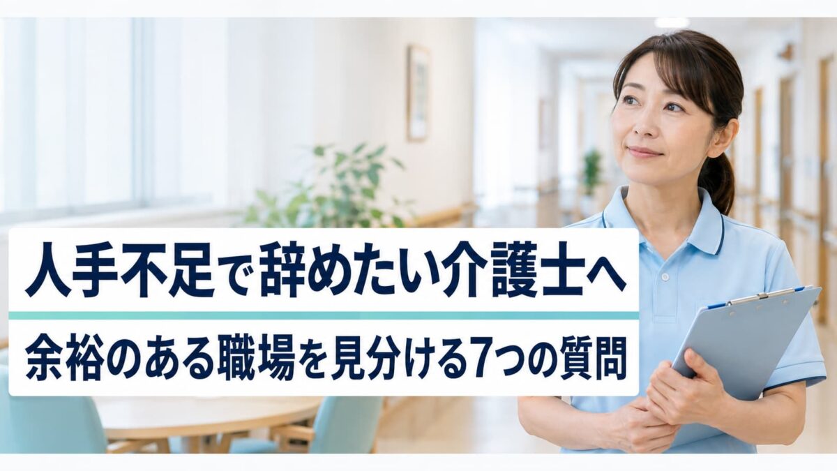 人手不足で介護士を辞めたい方へ｜余裕のある職場を見分ける7つの質問