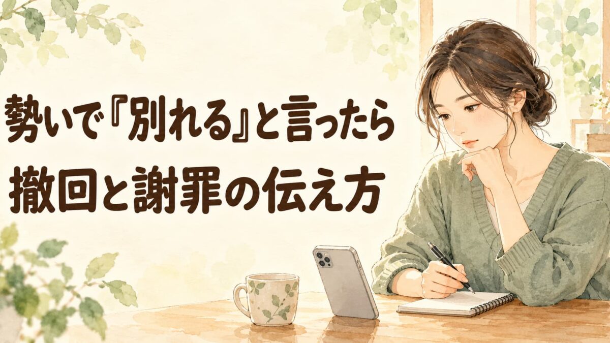 恋人に「別れる」と勢いで言ってしまったら｜撤回と謝罪の伝え方・例文