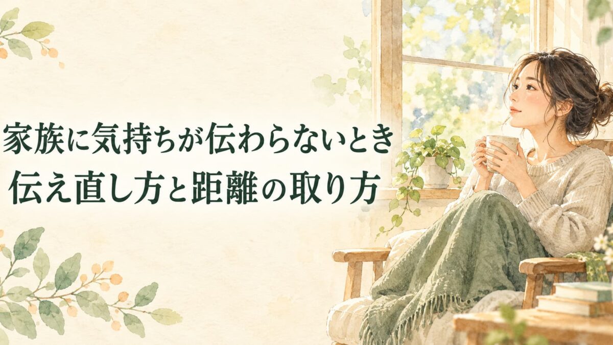 家族に気持ちを話しても分かってもらえないときは？伝え直し方と距離の取り方